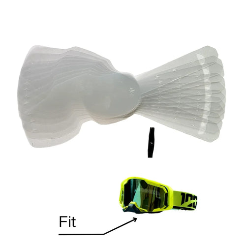 Motocross Goggles 10 Pack Tear Offs with Strap Pins Standard Tear-Offs MX Goggle Protection Lens Film Protection Accessories