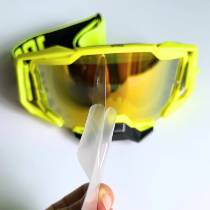Motocross Goggles 10 Pack Tear Offs with Strap Pins Standard Tear-Offs MX Goggle Protection Lens Film Protection Accessories